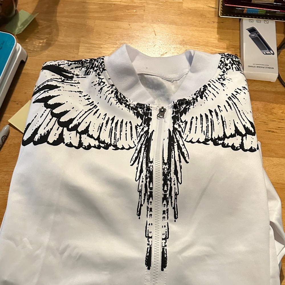 White Wing Print Track Jacket and pants